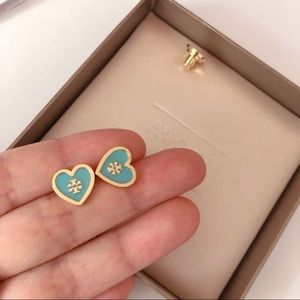 Tory Burch Blue Heart Studs